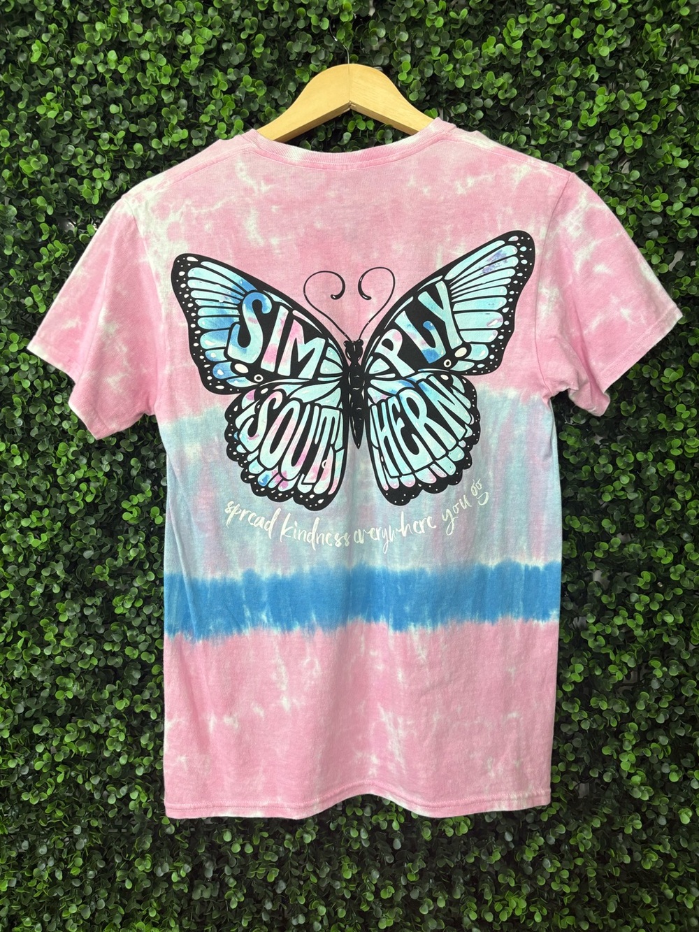 Simply Southern Women’s Pink Tie-Dye Butterfly Tee NWT